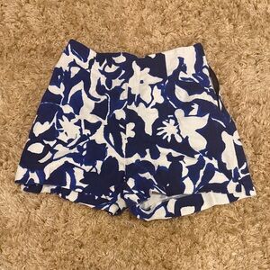 Floral Blue and White Women Shorts
